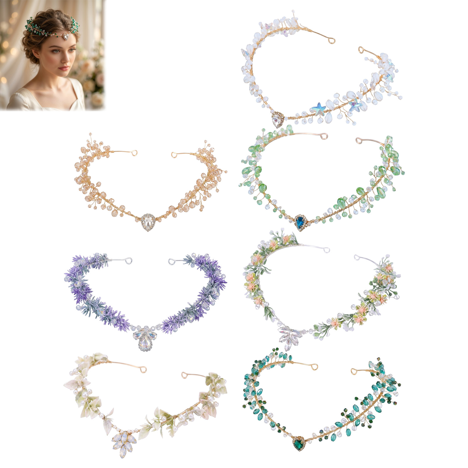 Wedding Party Supply - إكسسوار شعر للعروس، تاج كريستالي مثلث