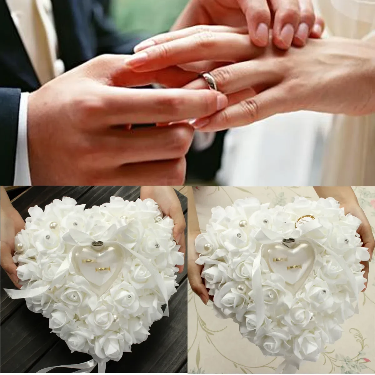 Ring Bearer Pillow - الأبيض حلقة حامل وسادة وسادة حامل