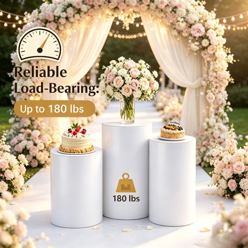 Wedding Party Supply - 3/5 قطع منحوتات أسطوانية بيضاء، أعمدة