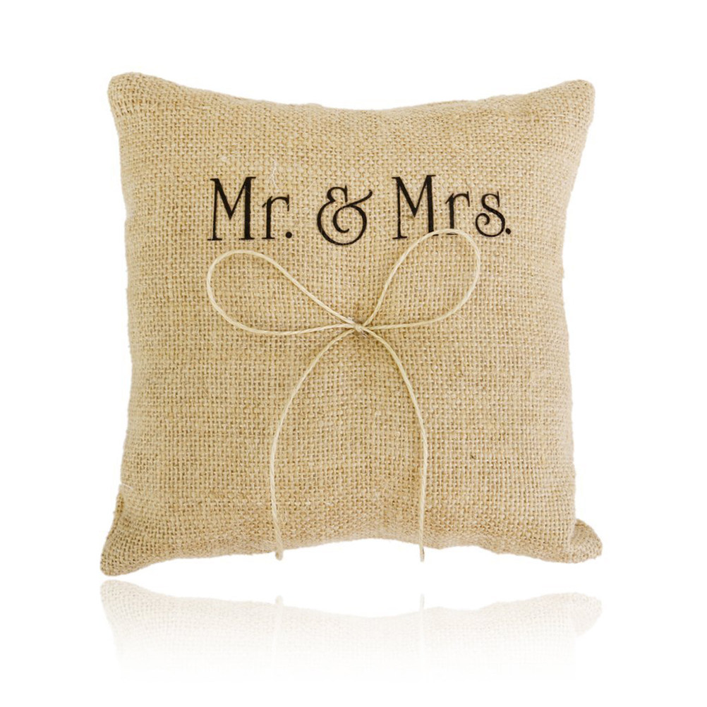 وسادة خاتم من الخيش الريفي مصن - مراجعة Ring Bearer Pillow وسعره