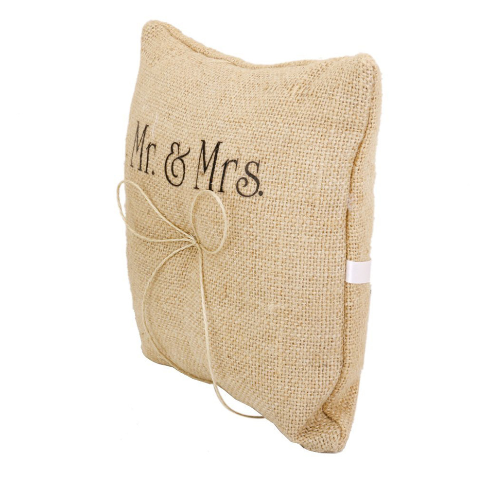 وسادة خاتم من الخيش الريفي مصن - مراجعة Ring Bearer Pillow وسعره