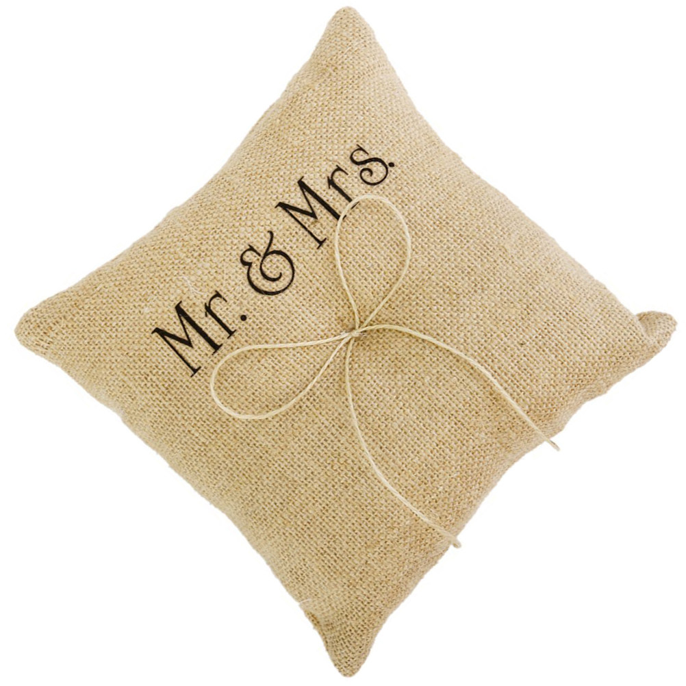 وسادة خاتم من الخيش الريفي مصن - مراجعة Ring Bearer Pillow وسعره