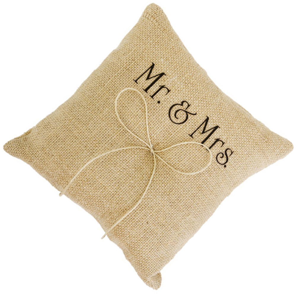 وسادة خاتم من الخيش الريفي مصن - مراجعة Ring Bearer Pillow وسعره